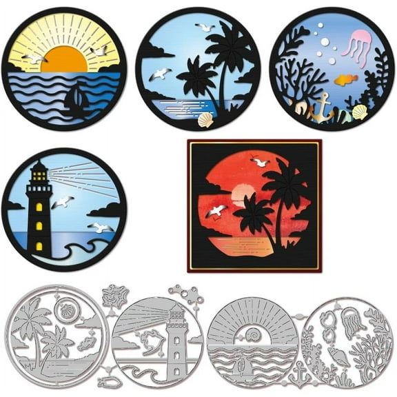 Lighthouse Cutting Dies for Card Making Summer Coconut Tree Cut Die for DIY Scrapbooking Journal Embossing Paper Craft Decor
