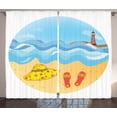 thumbnail image 1 of Ambesonne Lighthouse Curtains 2 Panel Set, Minimal Doodle Ocean, 108" x 84", Multicolor, 1 of 3