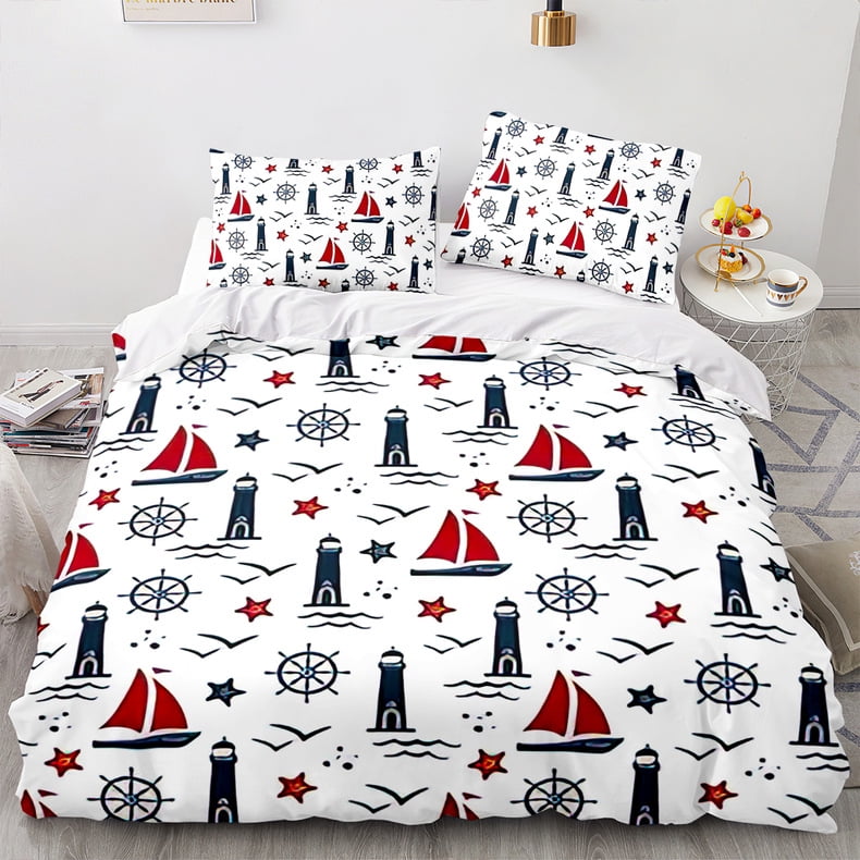 Lighthouse Duvet Cover Sets Surfing Ocean Wave Bedding Set Queen Size