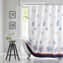 Lighthouse Fabric Shower Curtain, Blue Gray and White Coastal Nautical Shower Curtains for Bathroom Decor, Waterproof Polyester Bathroom Curtains, 84" W x 84" H