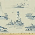 thumbnail image 1 of Ambesonne Lighthouse Fabric by the Yard Upholstery, Summertime Lines Print, 3 Yards, Dark Blue Beige, 1 of 4