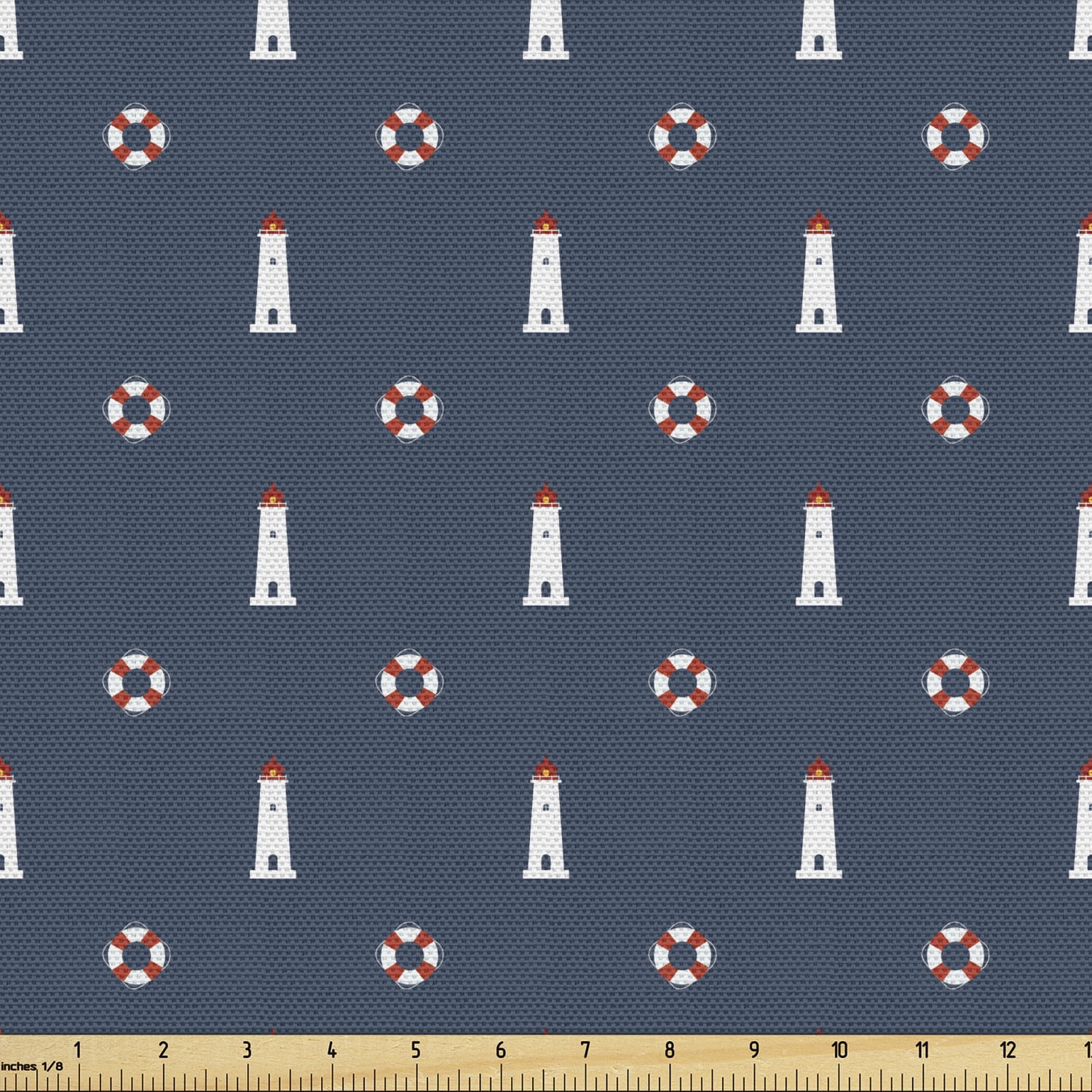 Nautical Blue and White Polyester Canvas Upholstery Fabric