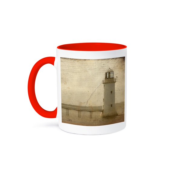 3dRose, Lighthouse Grunge by Angelandspot, 11oz Two-Tone Red Mug
