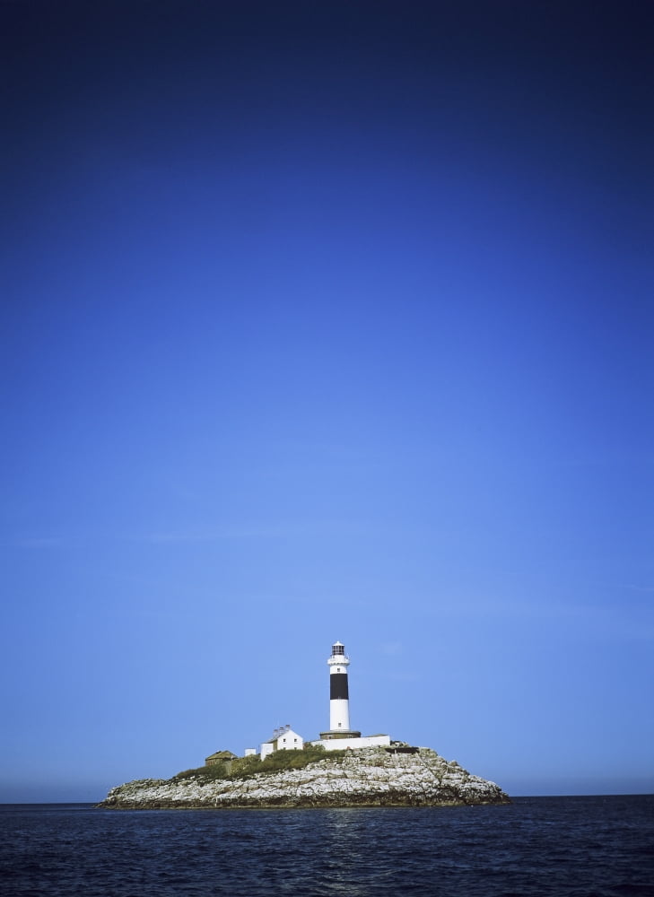 Lighthouse In The Sea Rockabill Lighthouse County Dublin Republic Of Ireland Canvas Art - The Irish Image Collection Design Pics (26 x 36)