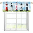 thumbnail image 1 of Lighthouse Kitchen Curtains Valances, Coastal Nautical Window Valances Rod Pocket, Ocean Theme Window Topper Curtain for Living Room Bedroom Bathroom 54x18 inch, 1 Panel, 1 of 6