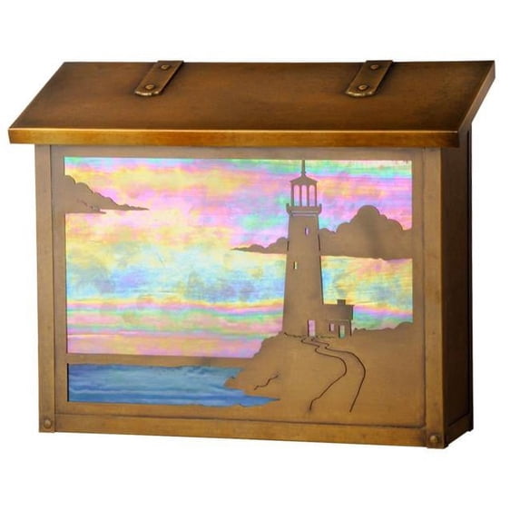 Lighthouse Large Mailbox, Gold Iridescent - Old Penny