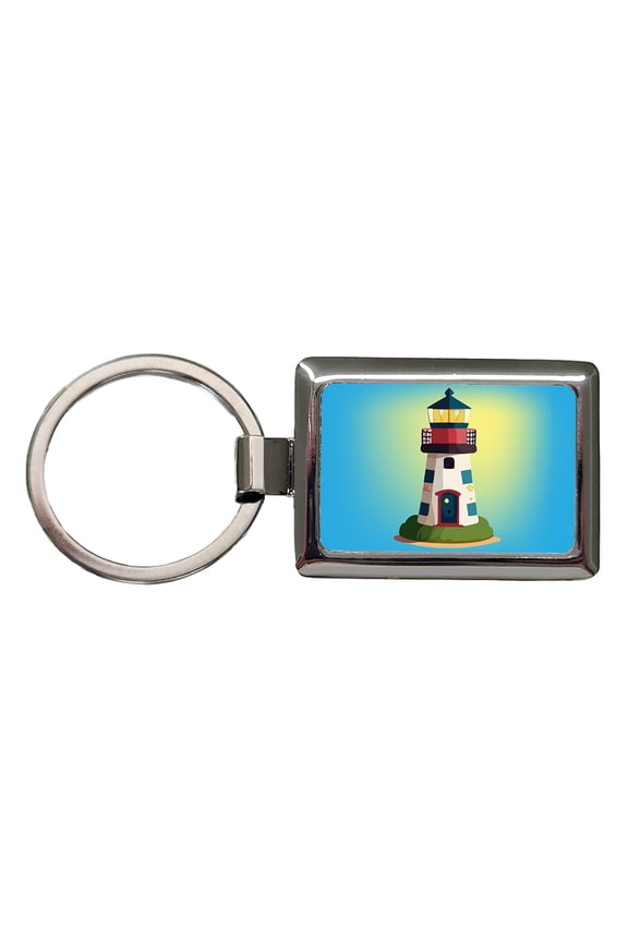 Lighthouse Light House Landmark Ocean Metal Rectangle Keychain