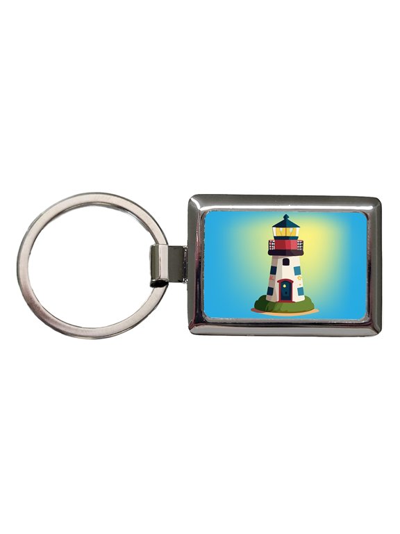 Lighthouse Light House Landmark Ocean Metal Rectangle Keychain