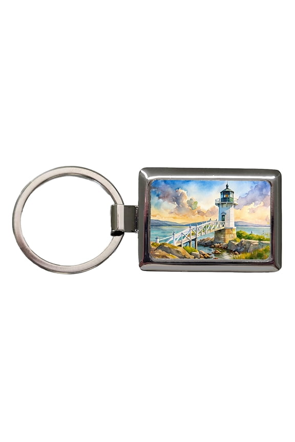 Lighthouse Like Marshall Point Maine Watercolor Metal Rectangle Keychain