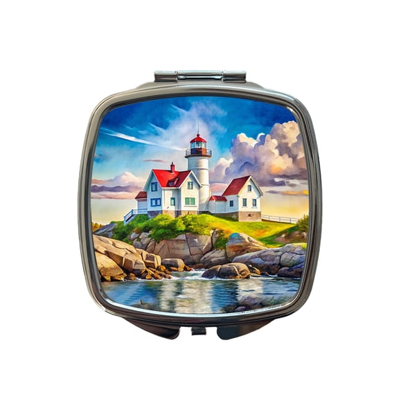 Lighthouse Like Nubble Lighthouse Maine Watercolor Travel Makeup Handbag Purse Small Pocket Compact Mirror