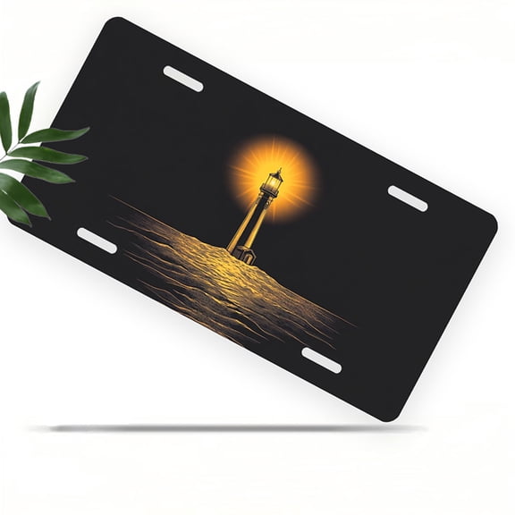 Lighthouse Moon Front License Plate, Metal License Plate, Funny Standard Plates Personalized Novelty Decorative For Men/Women/Boys/Girls Car 6×12 Inch