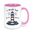 thumbnail image 1 of Lighthouse Mug, I Thank God For The Lighthouse, Lighthouse Coffee Cup, Christian Mug, Lighthouse Cup, Religious Mugs, Gift For Her, Jesus, PINK, 1 of 1