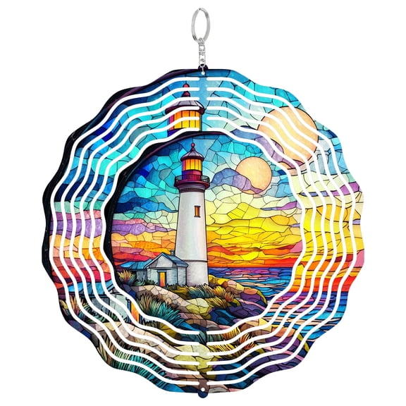 Lighthouse Nautical 3D Wind Spinner Kinetic Stainless Steel Garden Yard Decor