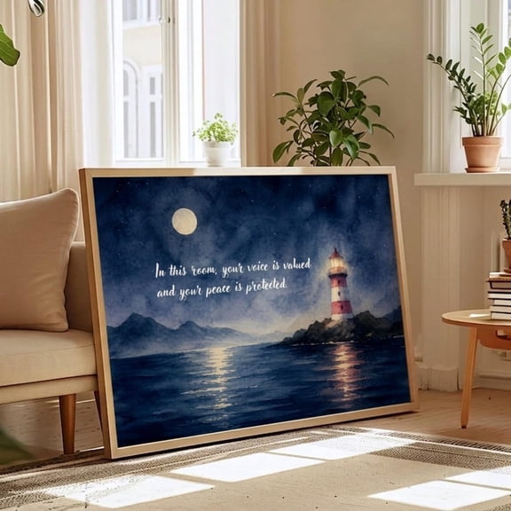Lighthouse Night Inspirational Wall Art Print, Unframed Paper Poster 8x10in