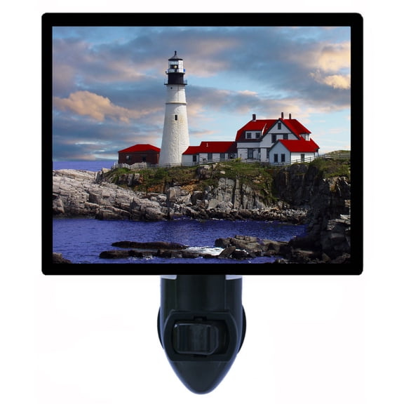 Night Light - Portland Head Lighthouse. | Lighthouse Theme, Includes Free Switchable Insert, 4W Bulb, E12 Base