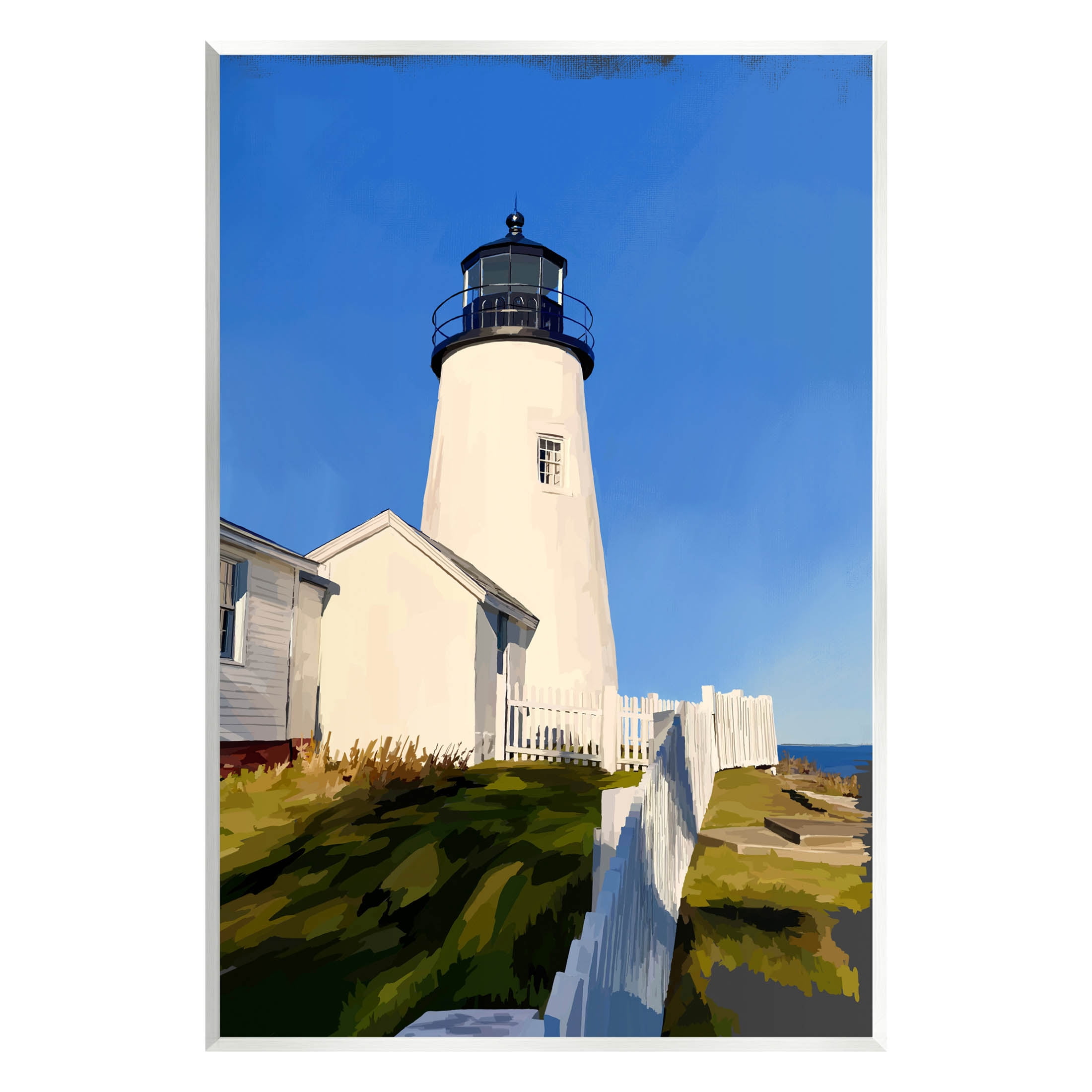 Lighthouse Ocean Beach View Coastal Graphic Art Unframed Art Print Wall Art