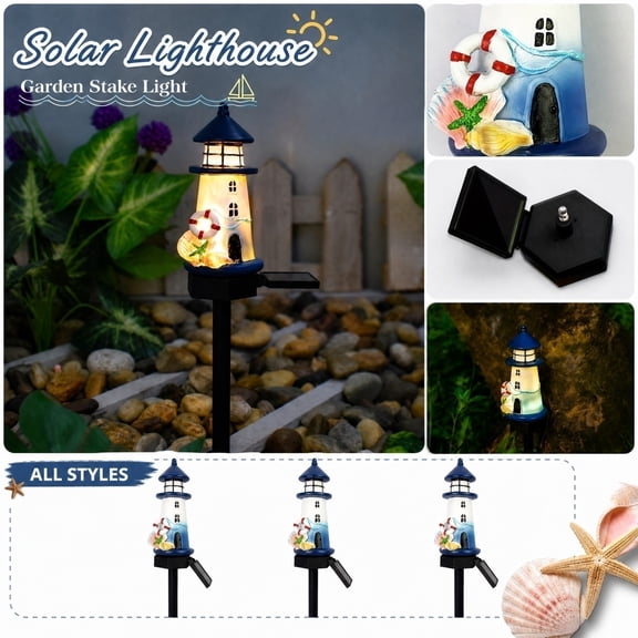 Lighthouse Outdoor Decor, Outdoor Solar Lights for Yard Decorative Led Glowing Path Lamp, for Front Yard Decorations Outdoor, Patio Decorations