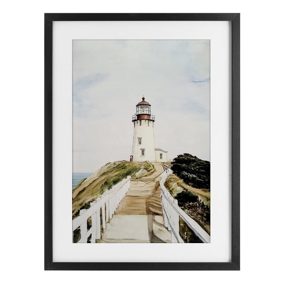 Stupell Industries Lighthouse Path Traditional Black Framed Print Under Glass, design by Sisi and Seb, 20 x 14