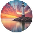 thumbnail image 1 of Lighthouse Pattern Round Placemats Washable Placemats Non-Slip Heat-Resistant Table Place Mats for Dining Kitchen Holiday Party Table 15.4"-4PCS Home Decor, 1 of 7