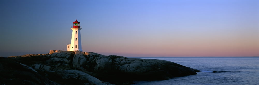 Lighthouse Peggys Cove Nova Scotia Canvas Art - Ron Watts Design Pics (26 x 8)