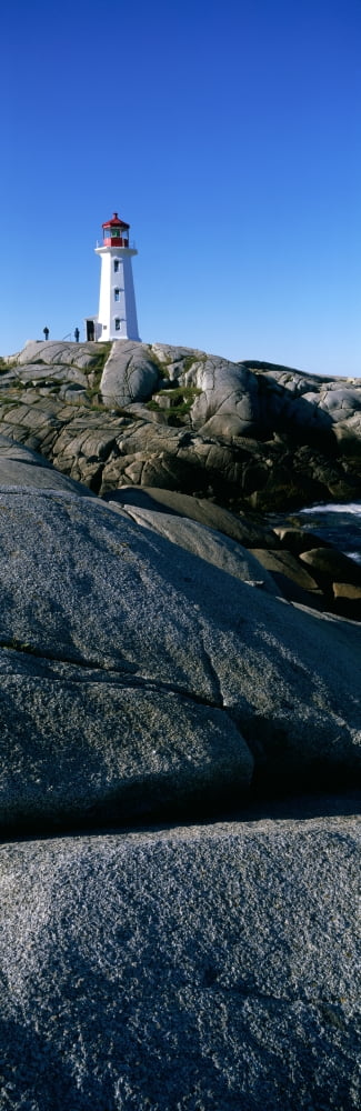Lighthouse Peggys Cove Nova Scotia Canvas Art - Ron Watts  Design Pics (8 x 26)