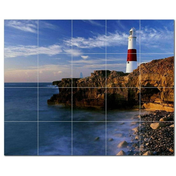 Lighthouse Photo Ceramic Tile Mural Kitchen Backsplash Bathroom Shower, 405451-S