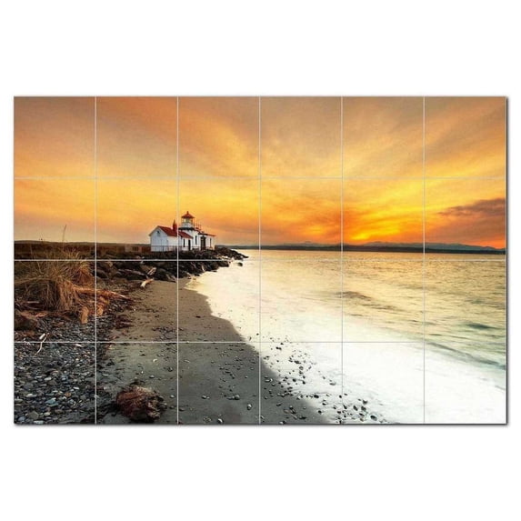 Lighthouse Photo Ceramic Tile Mural Kitchen Backsplash Bathroom Shower, 405454-X