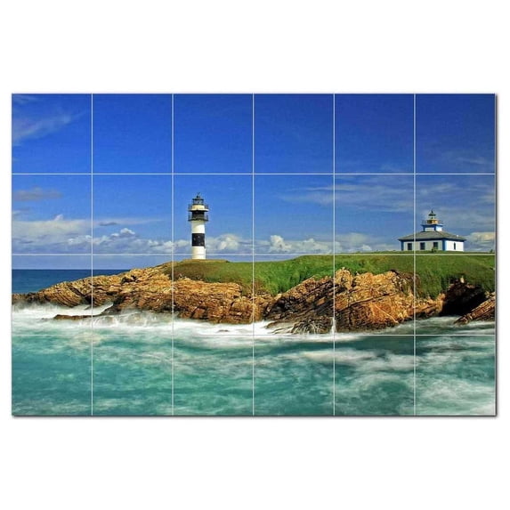 Lighthouse Picture Ceramic Tile Mural Kitchen Backsplash Bathroom Shower, 405464