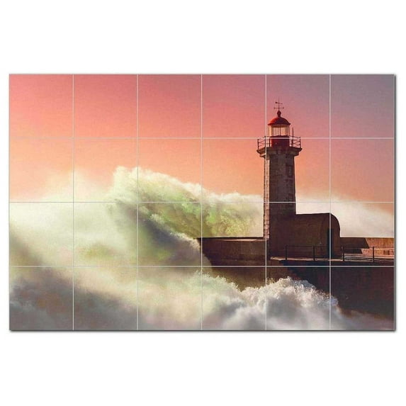 Lighthouse Picture Ceramic Tile Mural Kitchen Backsplash Bathroom Shower, 405465