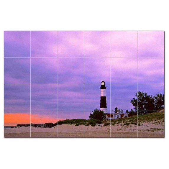 Lighthouse Picture Ceramic Tile Mural Kitchen Backsplash Bathroom Shower, 405480