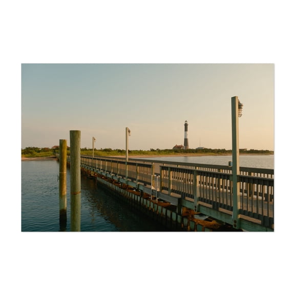 Lighthouse & Pier, Fire Island 01 - Fire Island New York Photography Unframed Wall Art Print 24 x 36 inches