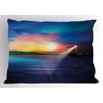 thumbnail image 1 of Lighthouse Pillow Sham Majestic Dreamy Sky and Ocean Stars Rising Sun Beacon Bay Beach, Decorative Standard King Size Printed Pillowcase, 36 X 20 Inches, Dark Blue Pale Blue Coral, by Ambesonne, 1 of 2