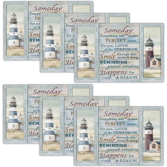 Lighthouse Placemats Set of 6 Nautical Lighthouse Table Mats Washable Place Mats for Home Party Indoor Kitchen Dining Table Decoration 12x18 Inch