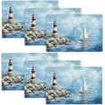 thumbnail image 1 of Lighthouse Placemats Set of 6 Nautical Ocean Table Mats Washable Coastal Place Mats for Home Party Indoor Kitchen Dining Table Decoration 12x18 Inch, 1 of 6