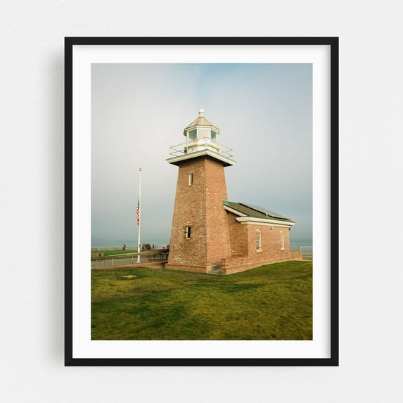 Lighthouse Point, Santa Cruz - Santa Cruz California Photography Lighthouse Coast Architecture Beach Coastal Ocean Scenic Black Framed Wall Art Print 8 x 10 inches