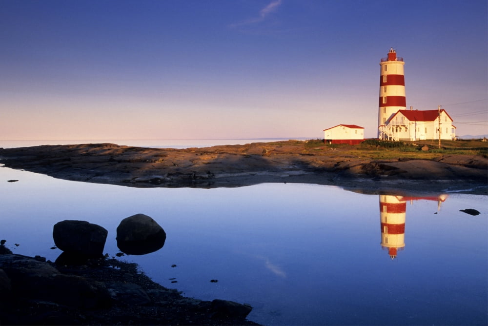 Lighthouse Pointe-Des-Monts St-Lawrence River Quebec Canvas Art - Mathieu Dupuis Design Pics (17 x 11)