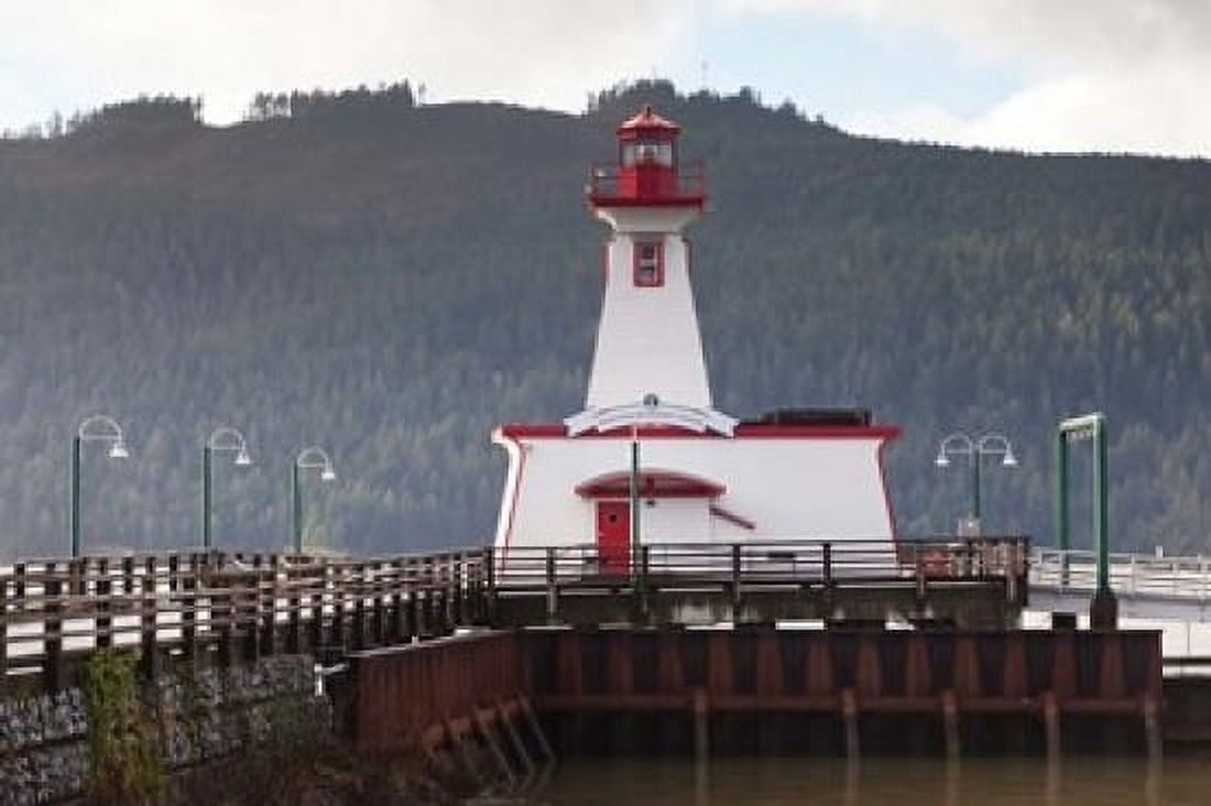 Lighthouse Port Alberni Harbor Quay Marina Vancouver Island British Columbia Canada Canvas Art - Walter Bibikow DanitaDelimont (36 x 24)