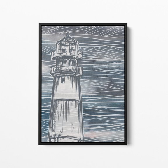 Lighthouse Print Nautical Blue And White Illustration For Coastal Home Decor Nautical Blue Lighthouse, Unframed Paper Print