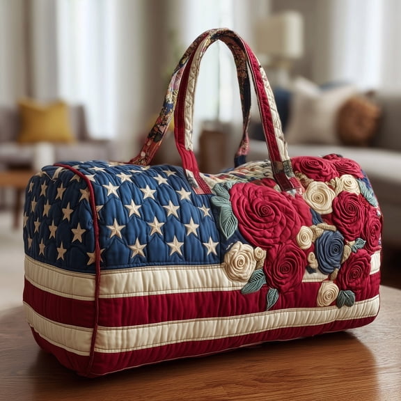 Lighthouse Quilted Duffle Bag with Adjustable Strap,Travel Weekender Bag