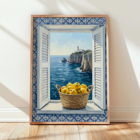 Lighthouse Quince Coastal Cliff Coastal Travel Memory Wall Art Decor Unframed Paper Print
