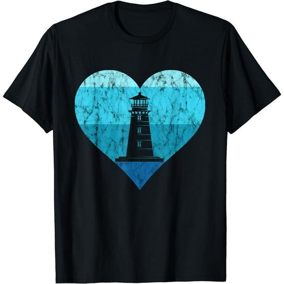 Lighthouse Retro Vintage Heart Seaside Life Sailing Lover T-Shirt