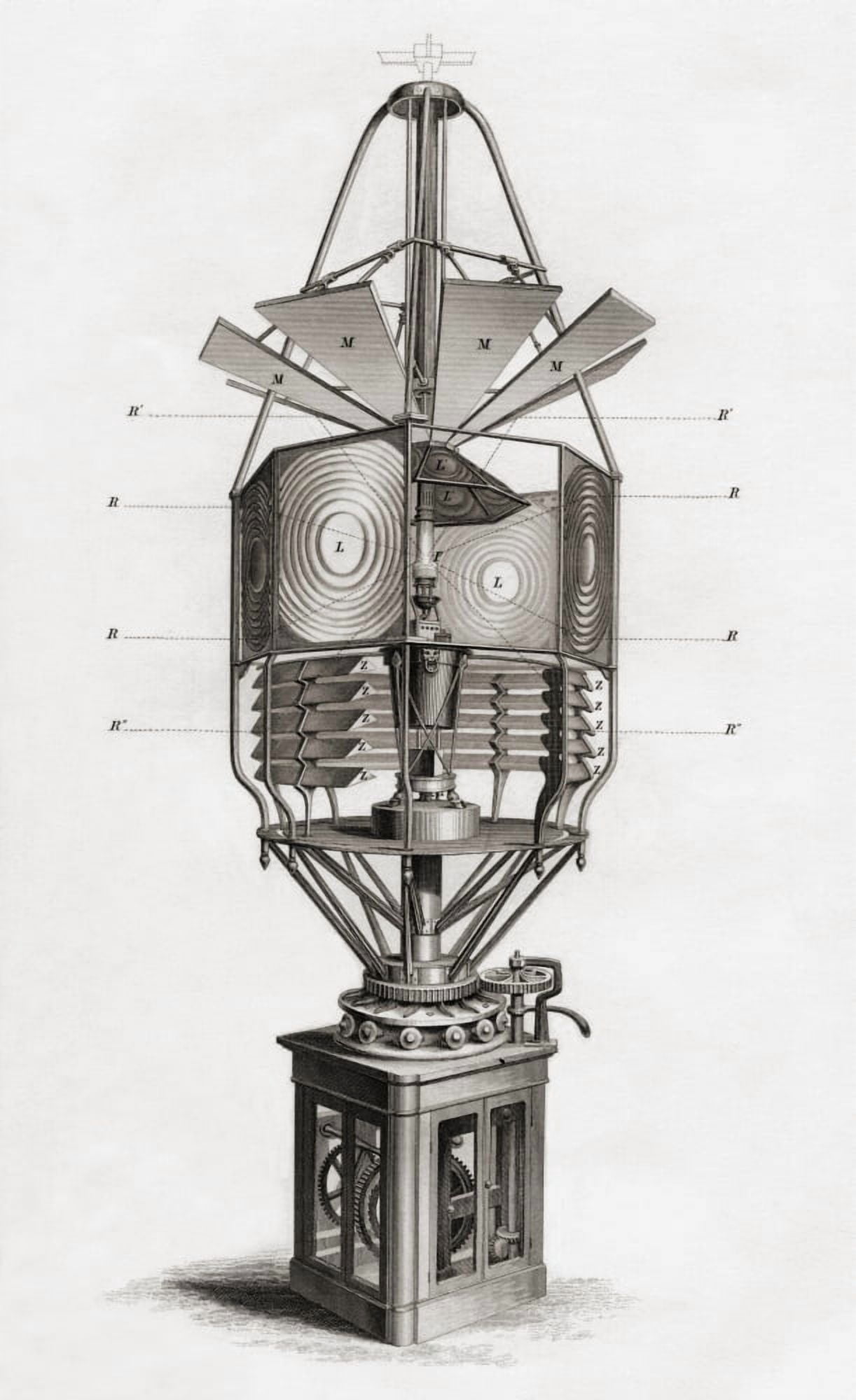 Lighthouse Revolving Dioptric Apparatus 19Th Century From Cyclopaedia Of Useful Arts And Manufactures By Charles Tomlinson Canvas Art - Ken Welsh Design Pics (11 x 18)