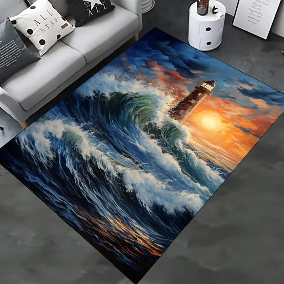 Lighthouse Rug 3x5 ft = 95x155 cm Washable Rug