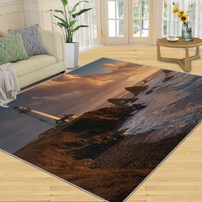 Lighthouse Rug, Nautical Rugs for Living Room, Sunset Lighthouse Area Rug, Coastal Jetty Rugs for Bedroom, Coastal Carpet - Ocean View Home Decor for Boys Room 5 x 8ft