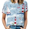 thumbnail image 1 of Lighthouse Sailboats Seagulls-1 Women's T-Shirt Short Sleeve T Shirts Tops Tee Ladies Loose T, 1 of 7