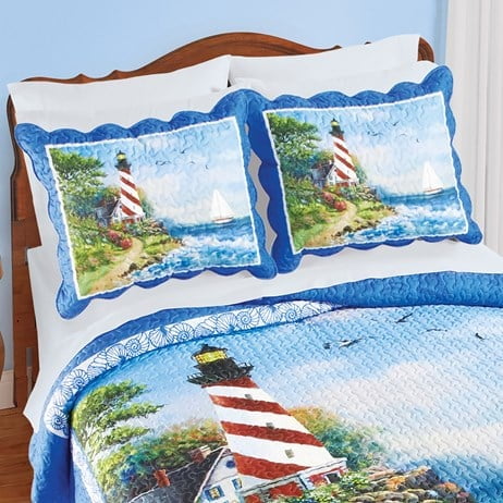 Lighthouse Scene Coastal Scalloped Edge Pillow Sham Set Size Sham color Multi Walmart
