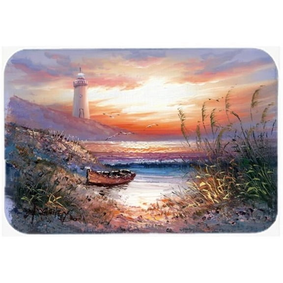 Lighthouse Scene with Boat Glass Cutting Board, Large