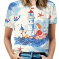 thumbnail image 1 of Lighthouse Sea Adventure Women's T-Shirt Short Sleeve T Shirts Tops Tee Ladies Loose T, 1 of 7