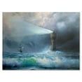 thumbnail image 1 of Lighthouse Shining Light During Stormy Clouds Night II 8 in x 12 in Painting Canvas Art Print, by Designart, 1 of 4