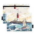 thumbnail image 1 of Lighthouse Ship Sea 2 Pack Pencil Pouch for 3 Ring Binder Smooth Zipper Folders with Pockets Clear Window Pencil Case, 1 of 6
